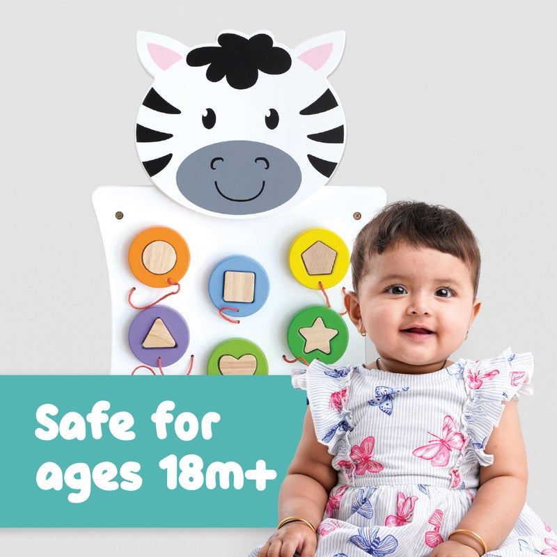 SPARK & WOW Zebra Activity Wall Panel | Ages 18m+ | Montessori Sensory Wall Toy | Nesting Shape Activity | Busy Board | Toddler Room Decor - Image 2